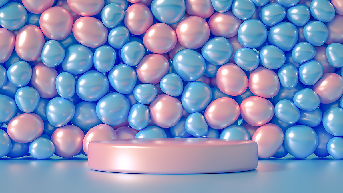3D ILLUSTRATION  simulation sea pebbles bead ball primitive pastel Minimalism color