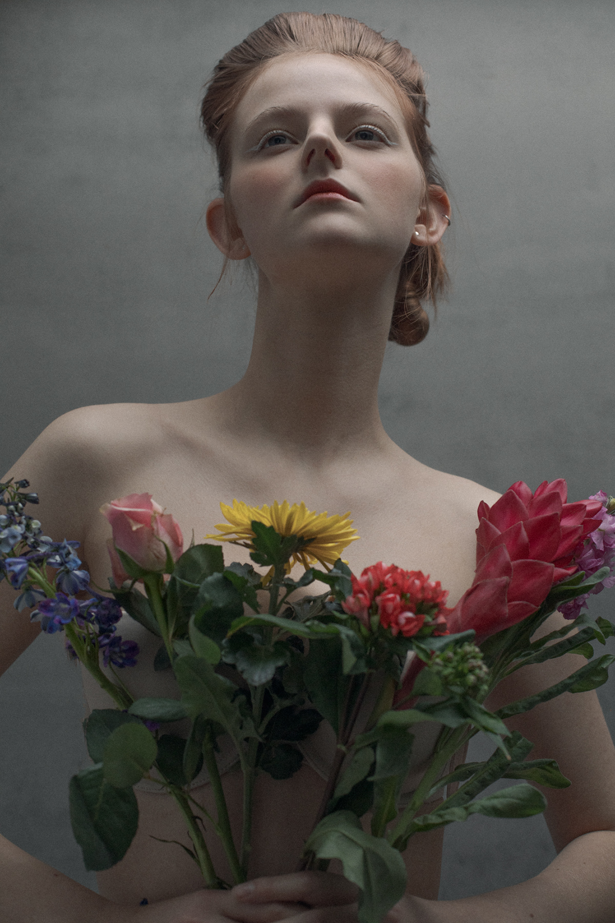 beauty editorial Fashion  flower makeup model painterly Photography  portrait Style