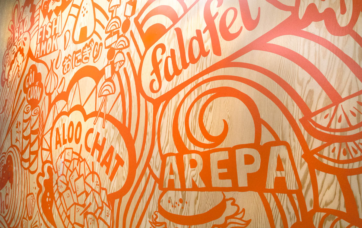 Street Food Food  lettering HAND LETTERING Mural elote ILLUSTRATION  linework Travel falafel