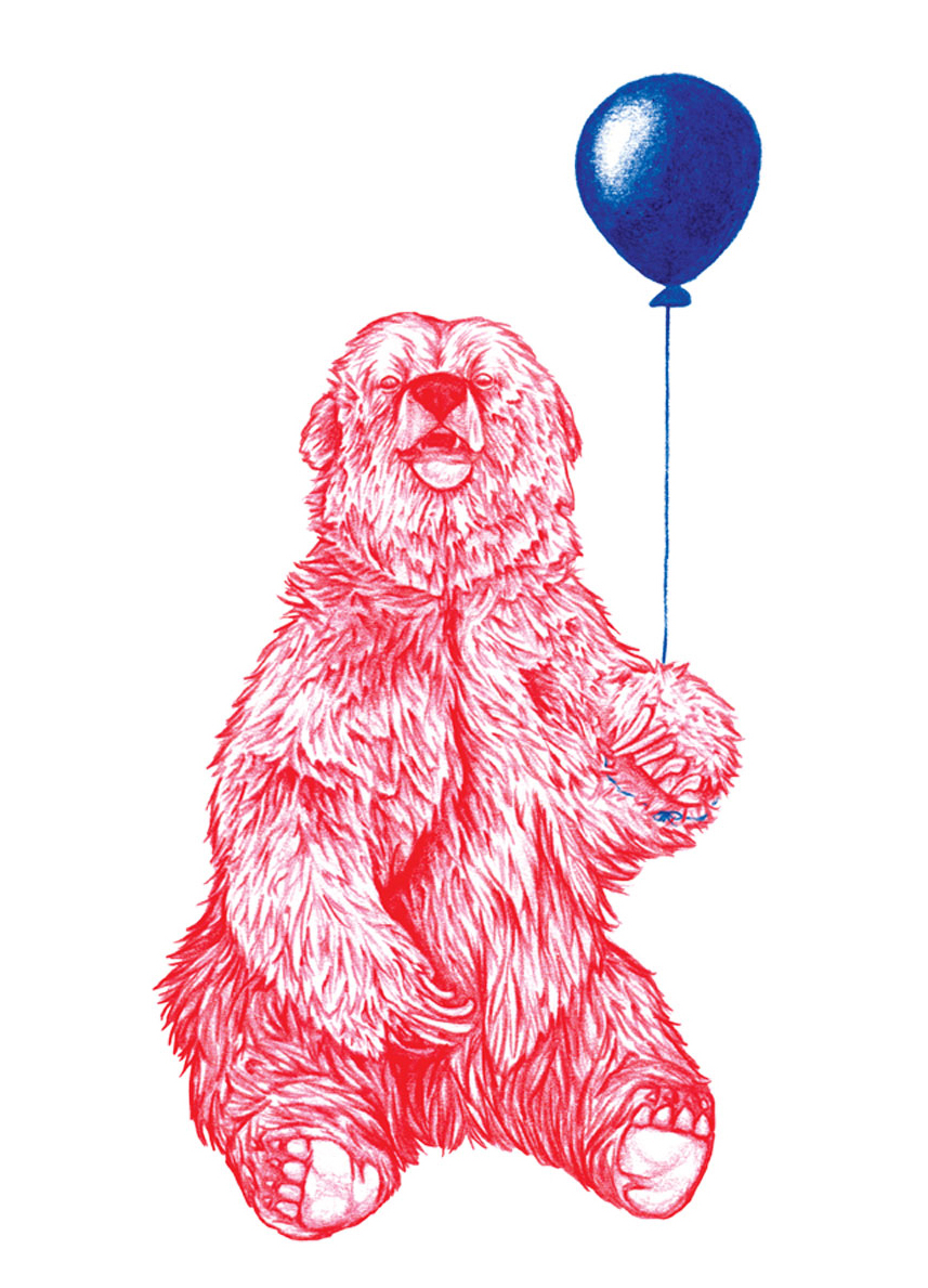 bear squirrel blue red balloon cards greeting gift Birthday party animal