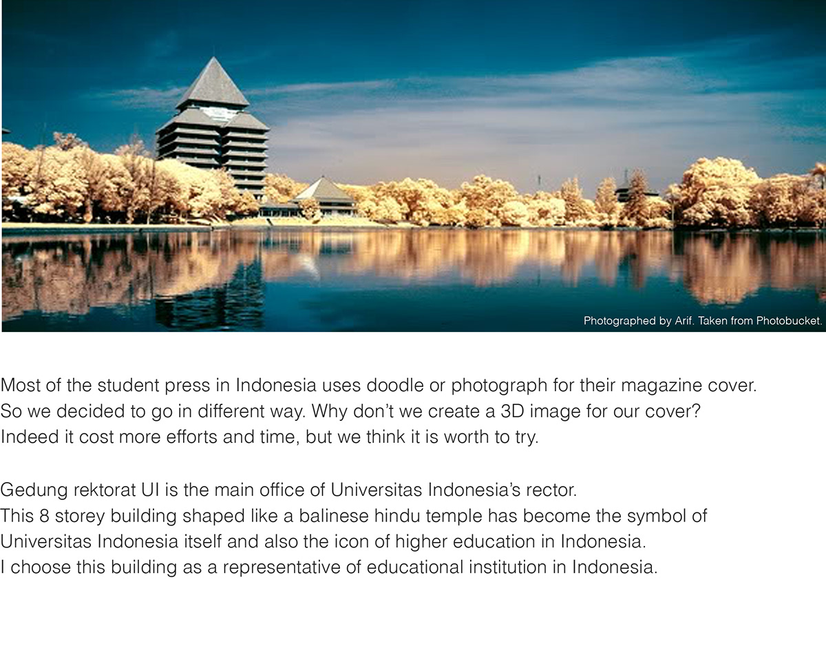 cover editorial suara mahasiswa universitas indonesia Depok rektorat building magazine student press