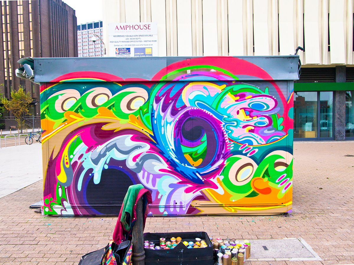 morgan davy Morgandy Morgandyart morgazmik morganic Morganism psychedelic psychedelic art acid Surf GRAFFUTURISM Colourful  spray paint Croydon Arts Mural