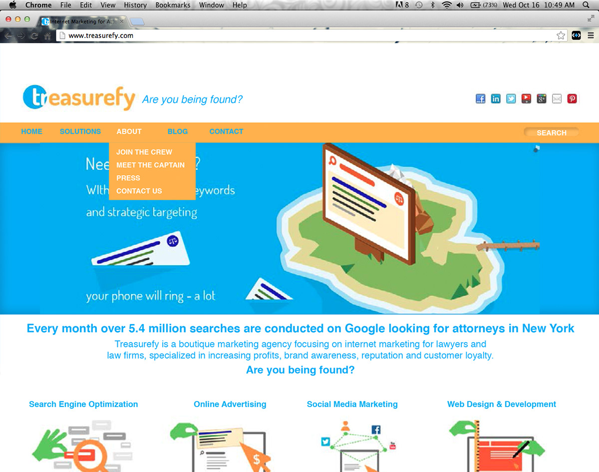 mock-up treasurefy.com law abogado Web design front end