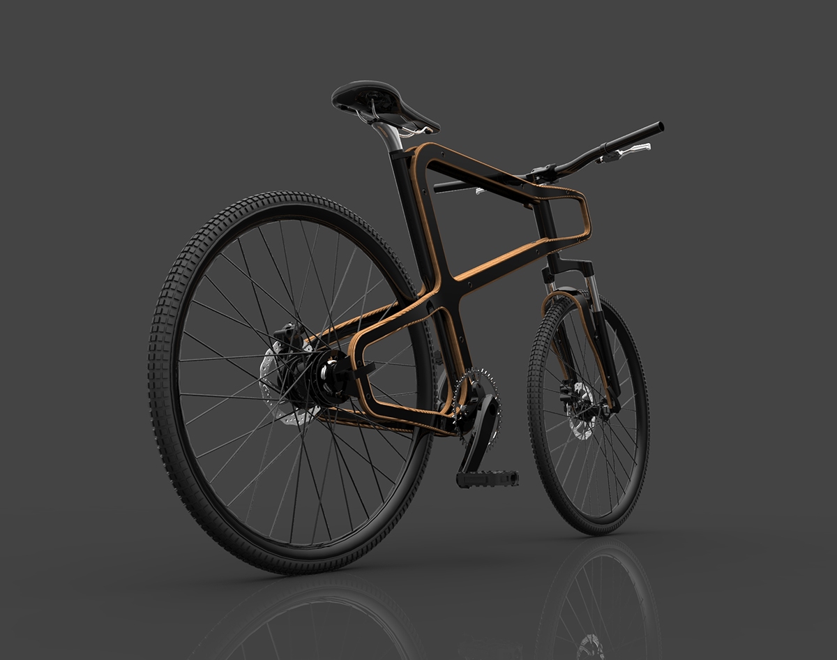Bike wood boske madera reciclado recycle Bicycle mountain Montana diseño sandwich kit ikea pieces 3D