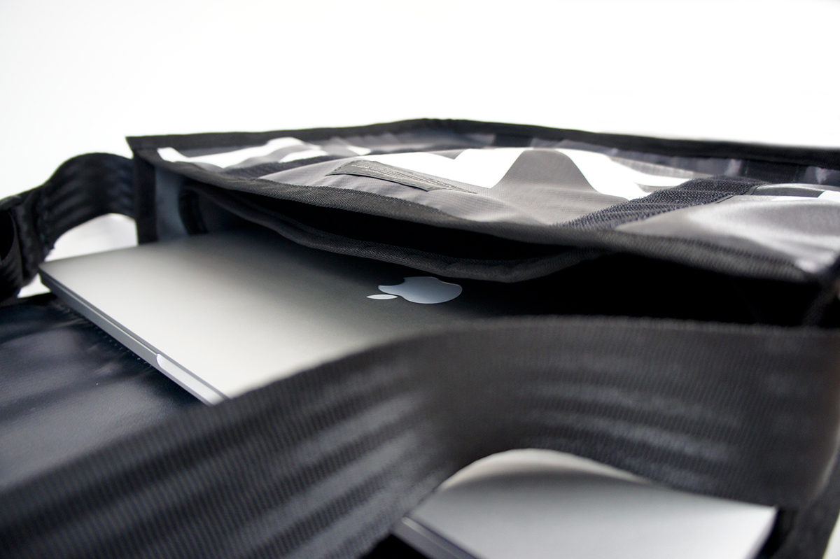 laptop bag repurposed RECYCLED upcycled Laptop satchel black bag billboard