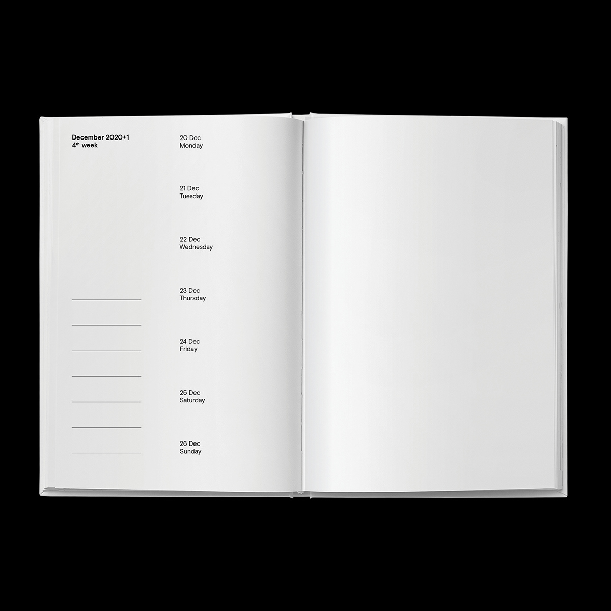 book calendar planner typographic