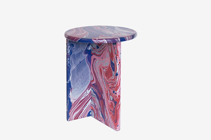 Ferréol Babin  ecume swirling pine paint side table handmade Marble