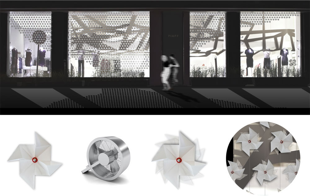 Adobe Portfolio pinwheel  installation  window display  design  architecture  Windmill  wind  space