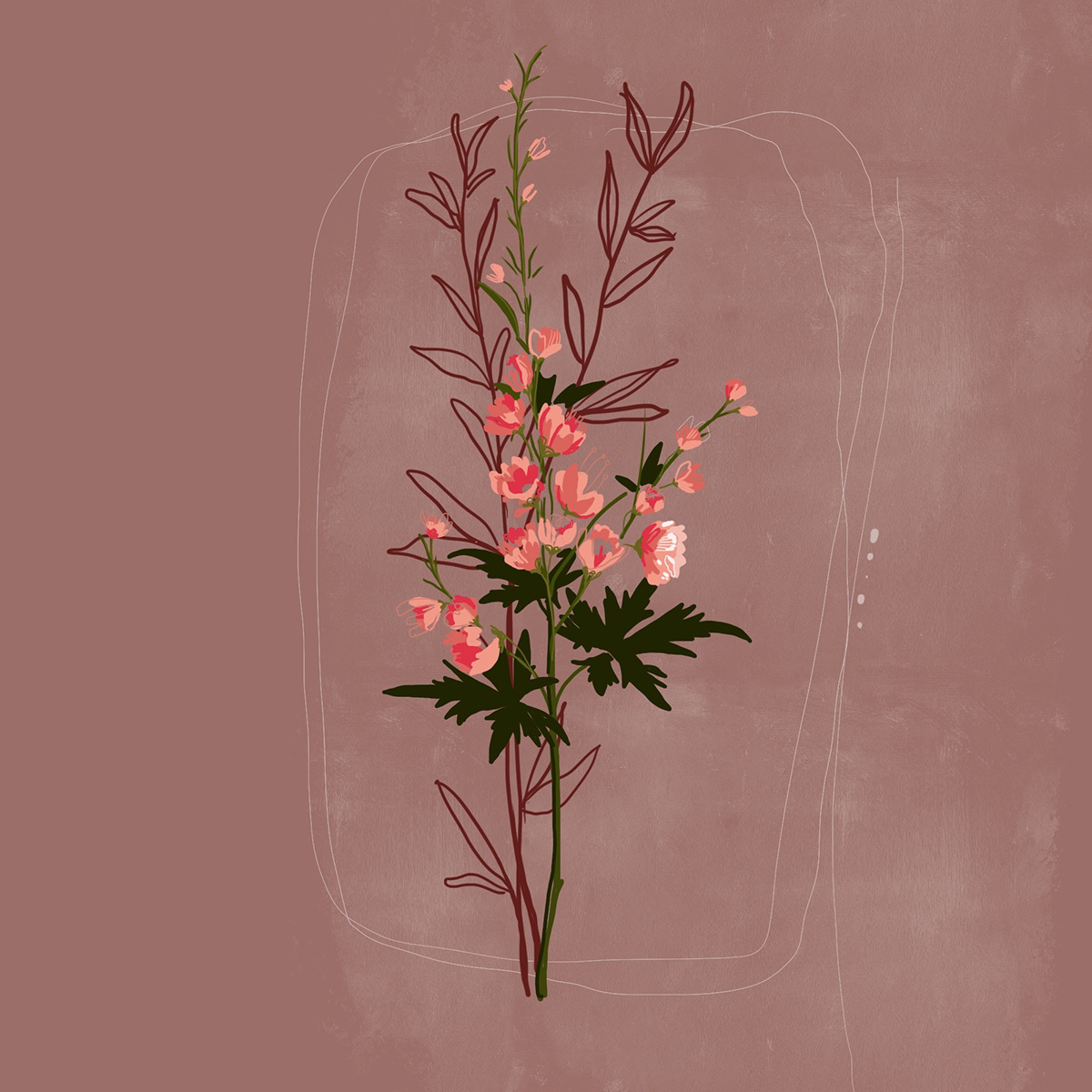 art Digital Art  Drawing  Flowers ILLUSTRATION  pink Retro