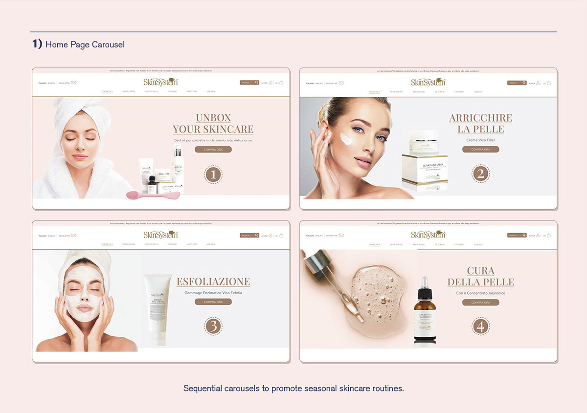 home page carousel for a beauty website
