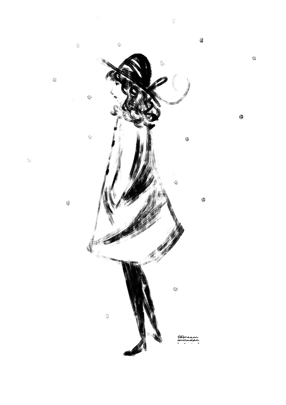 blackandwhite black sketch strokes winter minimalistic