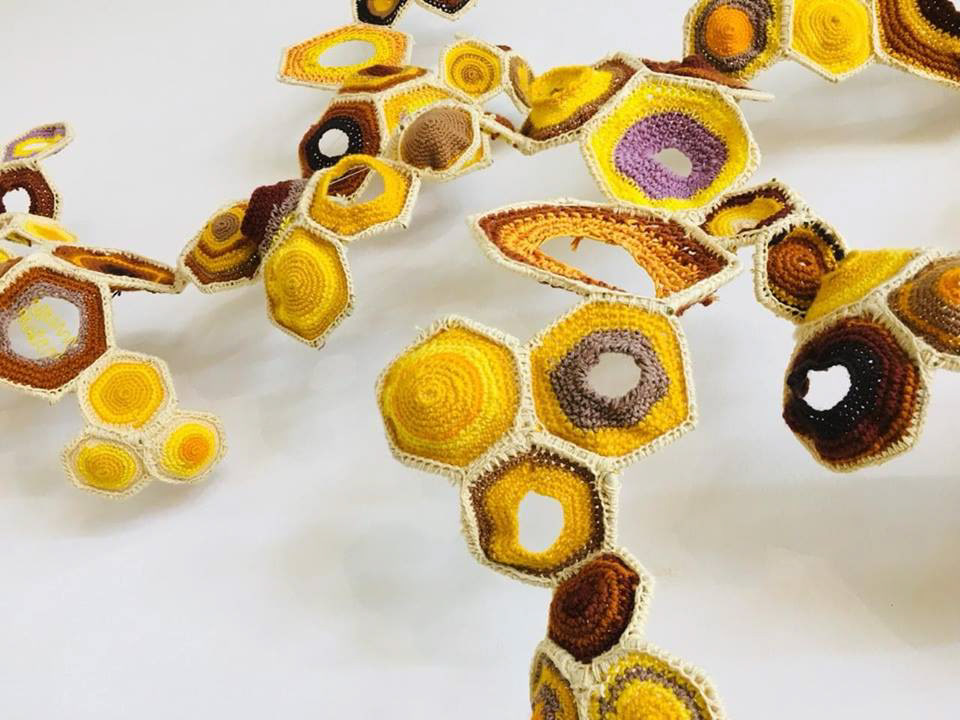 artist crochet designer fiber fiberart Installation Art Interior shapes wall hanging yarn