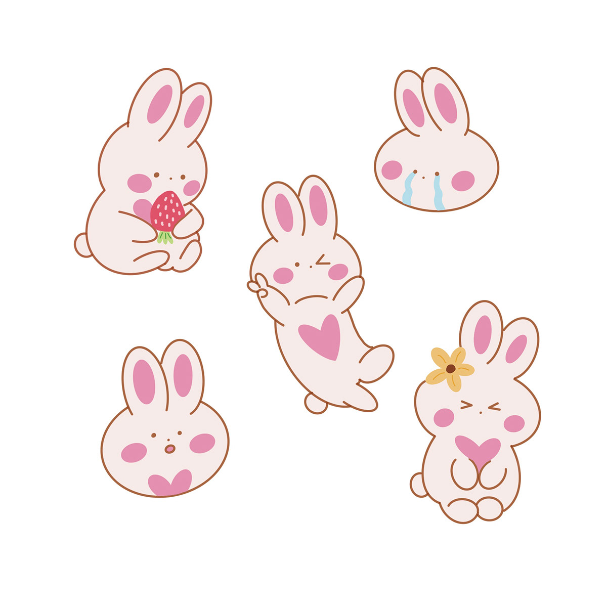 stickers Sticker Design Procreate kawaii ILLUSTRATION  cute animals bunny