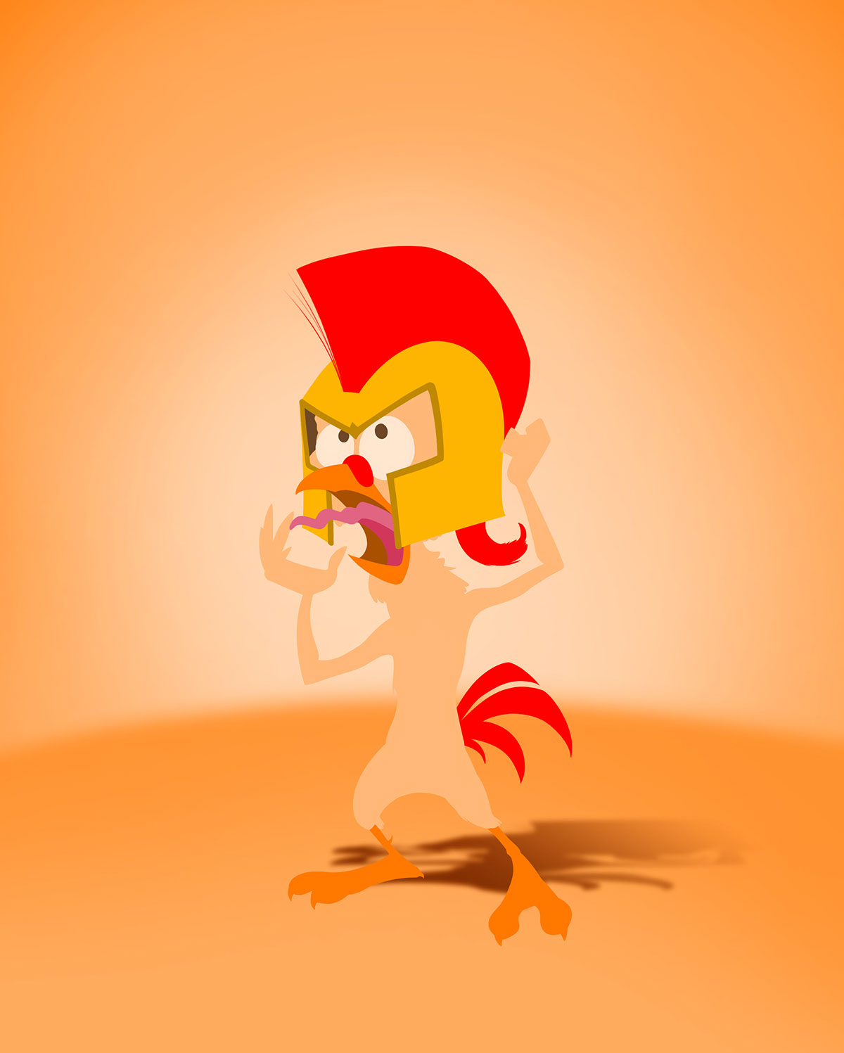 digitalart cartoon chicken Character Mascot body sparta BodyBuilding muscle trainning strengh