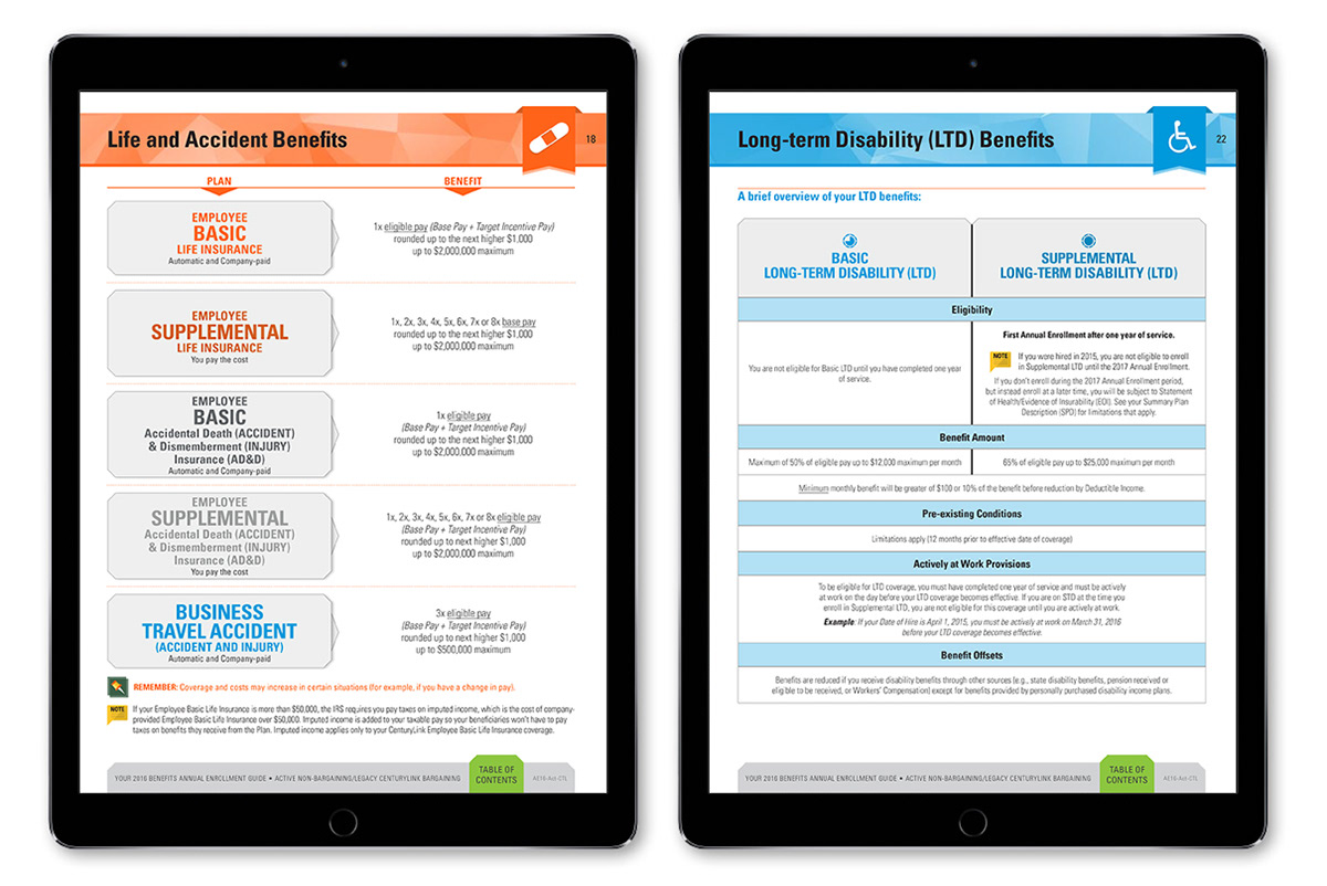 Adobe Portfolio brochure Guide multi-page benefits guide centurylink Intranet brochure