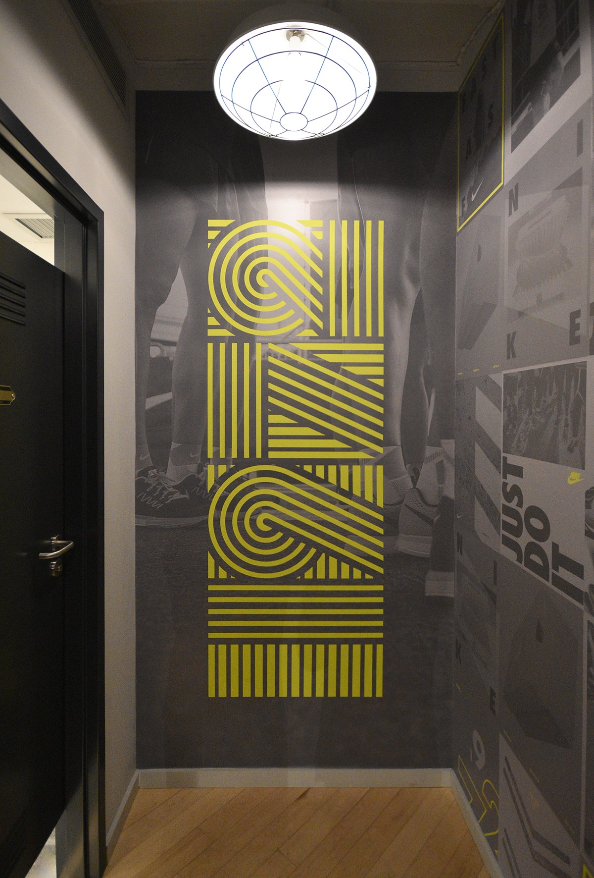 Nike barcelona opart optical art lettering stripes store design 3D sergi delgado tipografia op art diseño gráfico