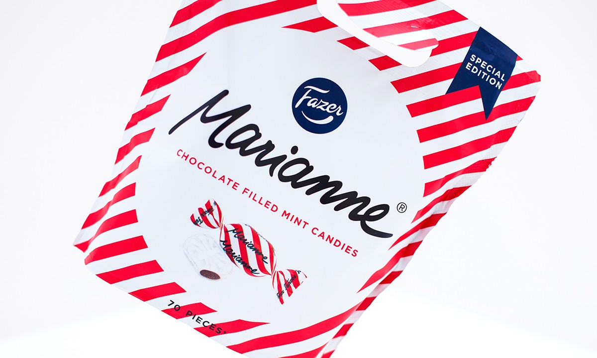 Pentagon Design Fazer marianne package Renewal chocolate Mint chocolate packaging