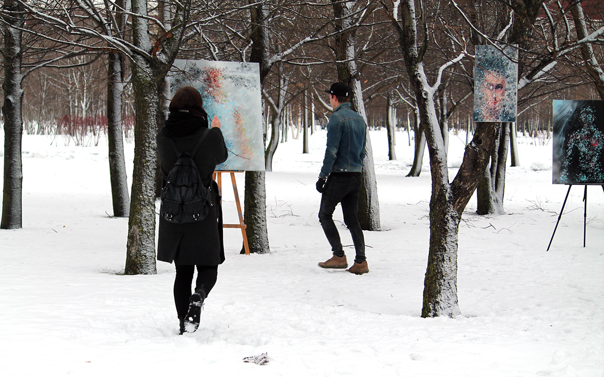 exhibition in the open air woodigram bubbles Bubbles world snow