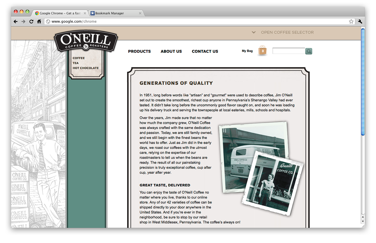 O'Neill Coffee Roasters Coffee user experience Web development
