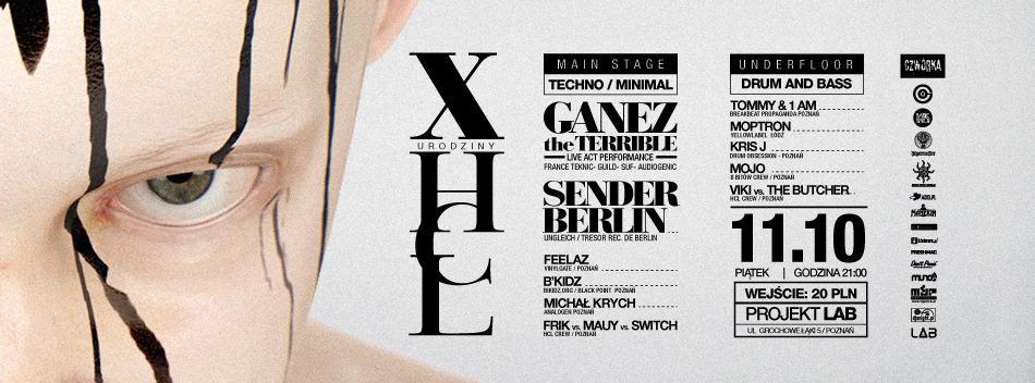 poster flyer Event techno minimal drum bass DnB strzyg print graphic design 3D face modeling