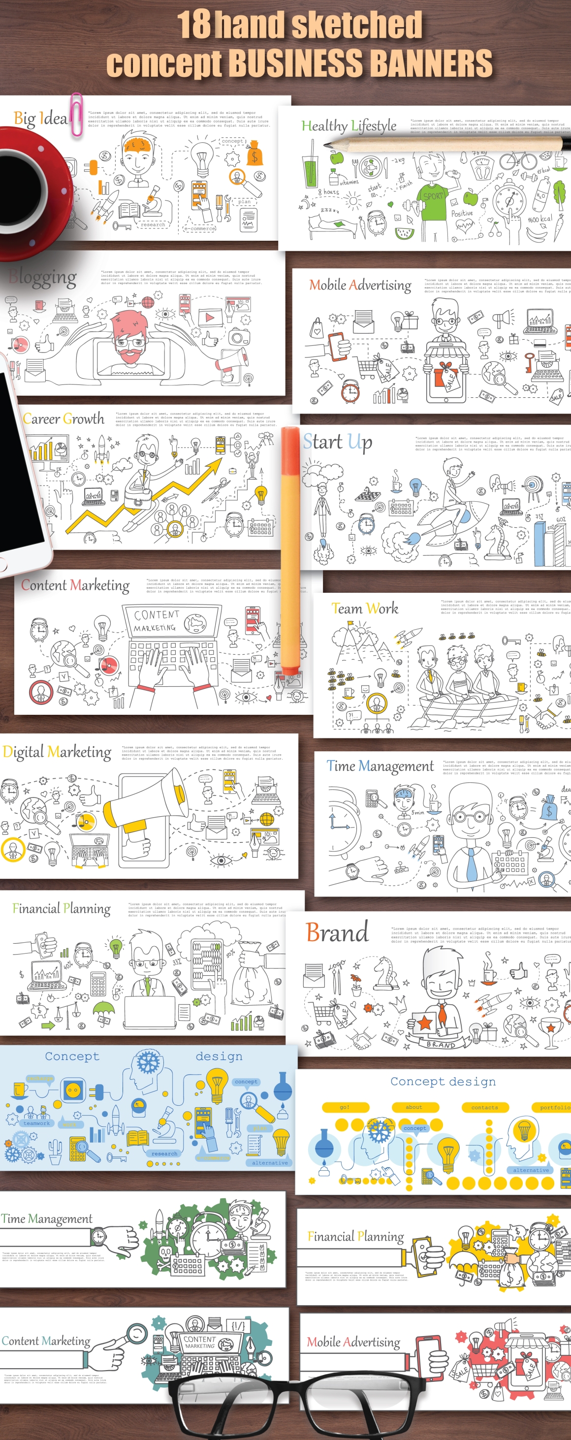 financial doodle career Brainstorm creative sketch power idea Technology big