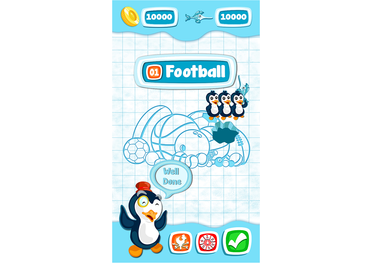 game mobile android UI ux penguins feed