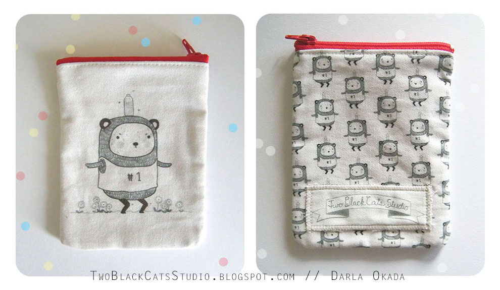 pencil case coin purse cute Cat pigeon narwhal pouch Zipper yellow red blue cotton product handmade