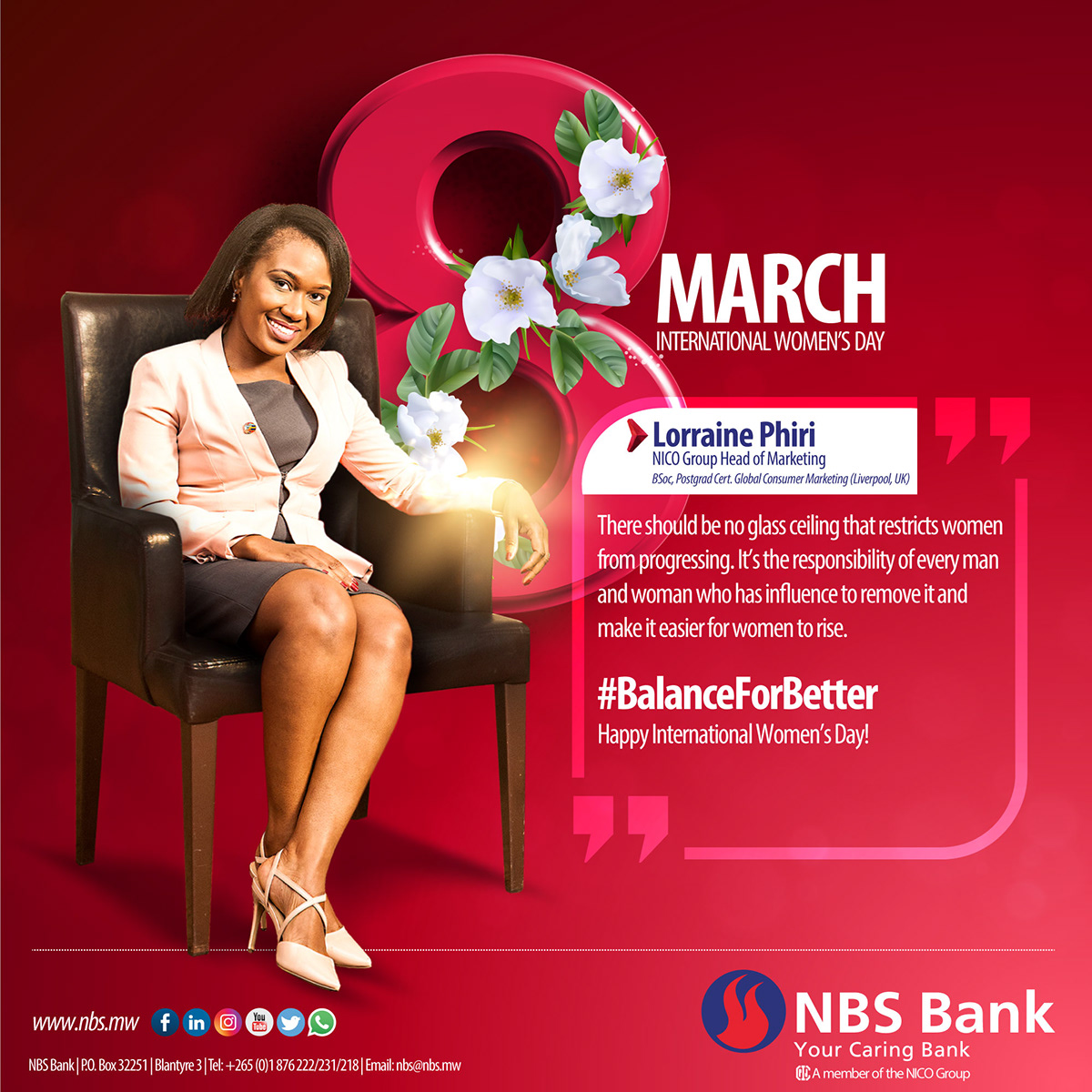BalanceForBetter International women's day 8 march NBS Bank malawi red brigade Leadership manager
