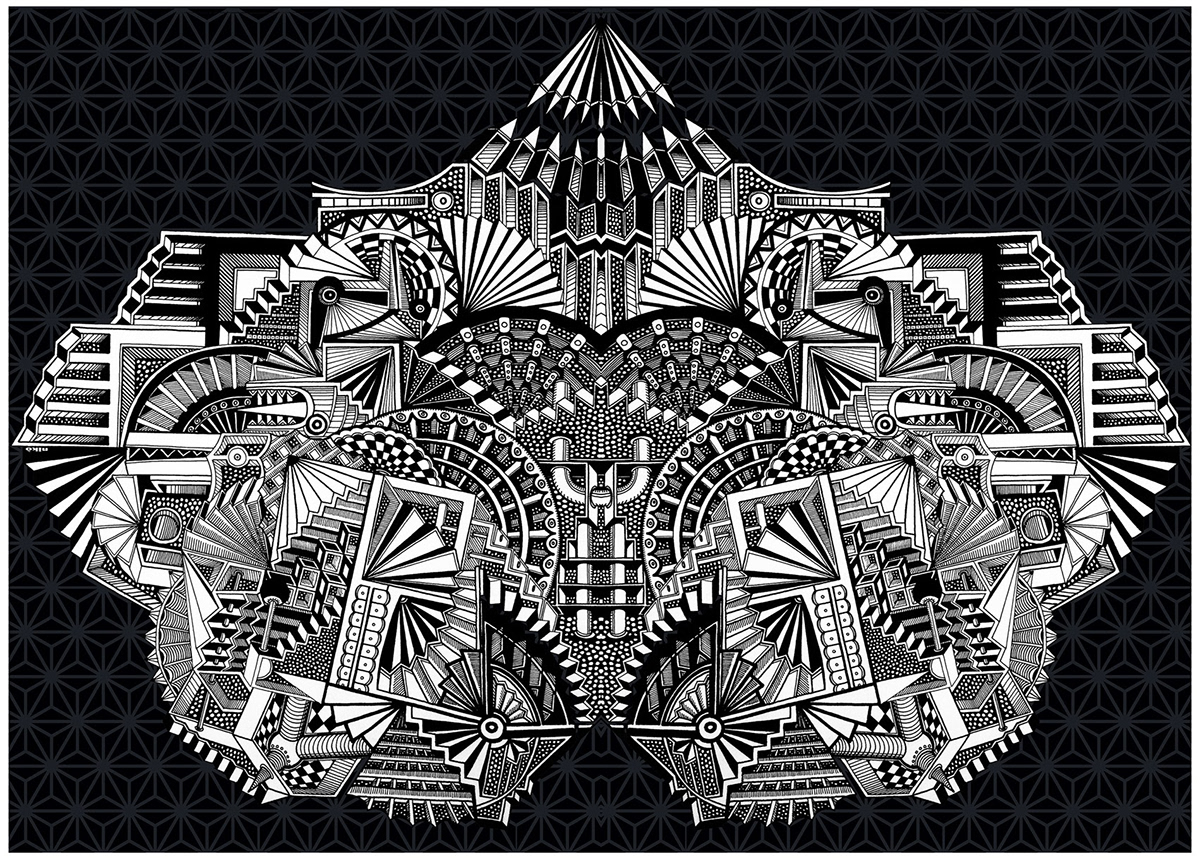 reflecting nikò vitiello  geometric t-shirt illusion optique digital painting Céramique ceramic graphic