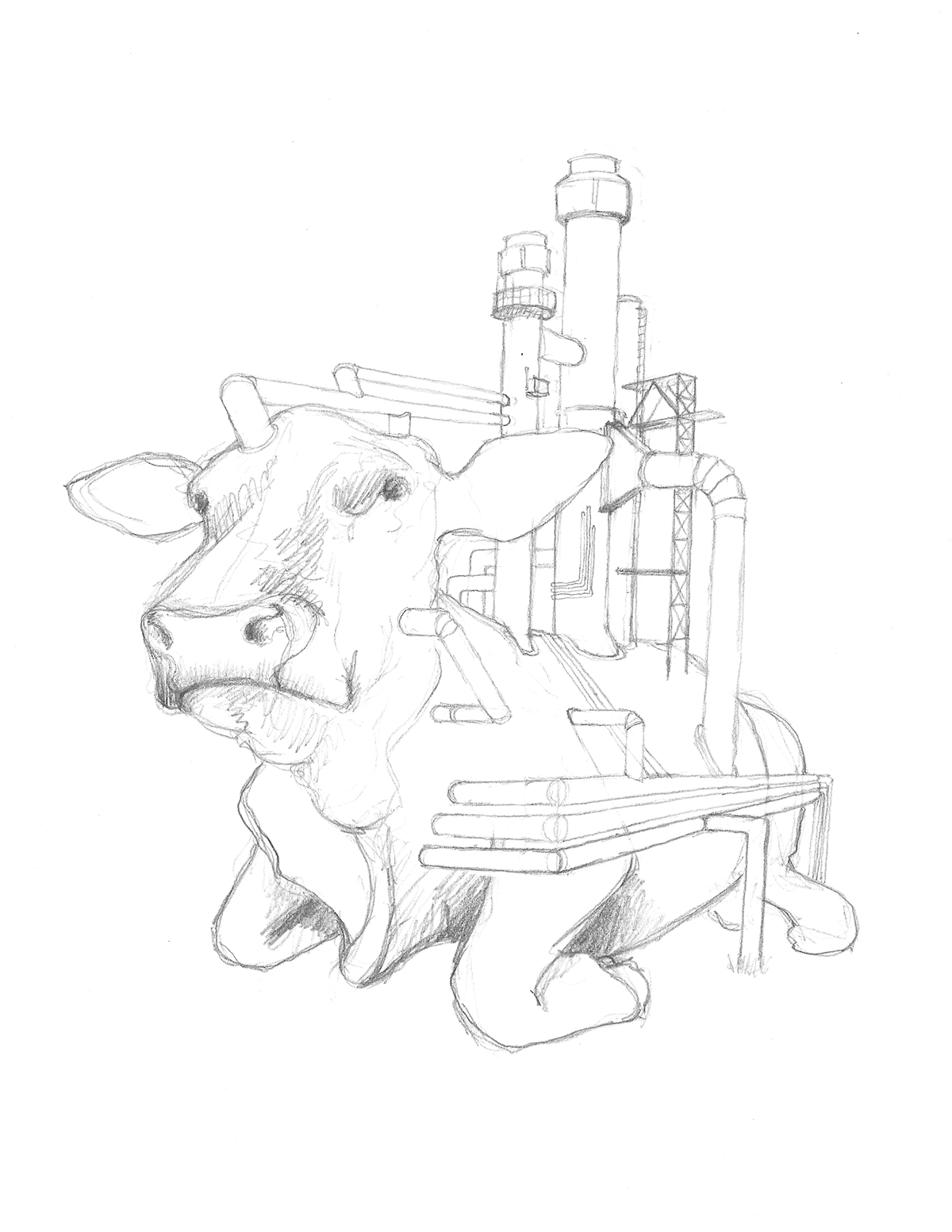 cow pollution Livestock environmental green ink digital color