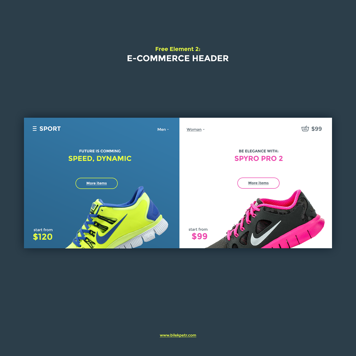 Web Header e-commerce basket sport shoes sport shoes