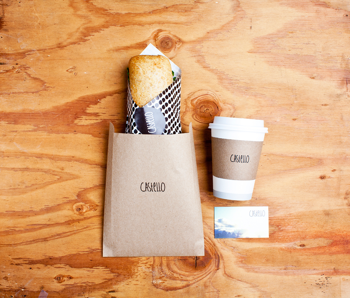 Adobe Portfolio restaurant menu take out bag coffee cup sleeve Wrap brand logo hand rendered pattern cafe wood
