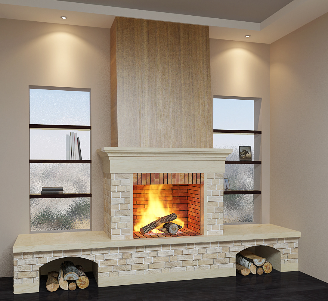 design 3dmax 3D fireplace art