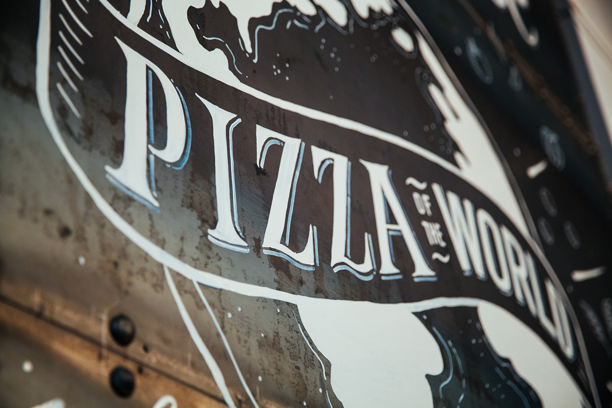 Pizza lettering ingredients Food  restaurant gourmet organic font world International Interior Mural paint Quotes chalk