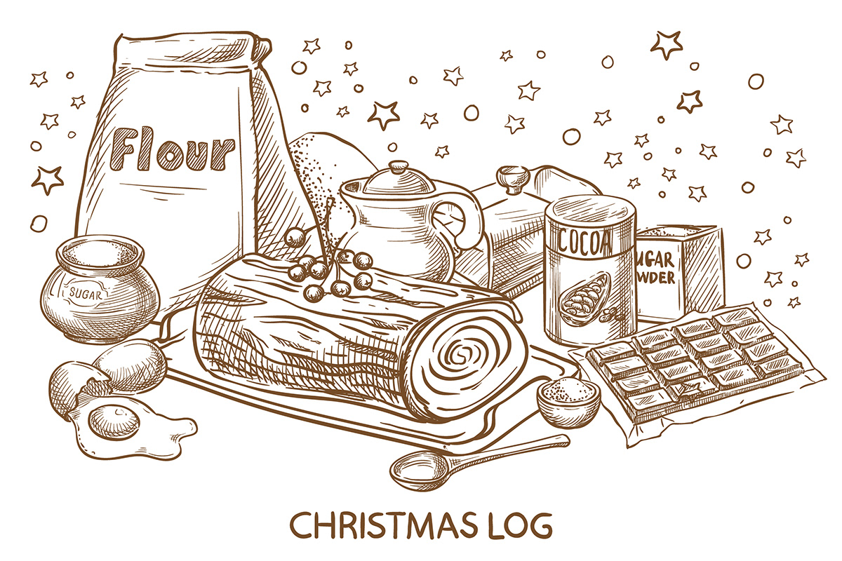 adobe illustrator baking Christmas cook digital illustration Drawing  Food  menu vector