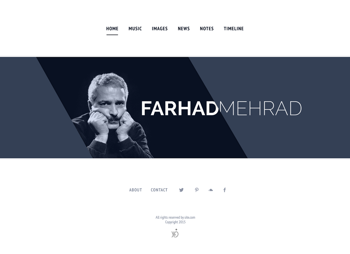 Farhad Farhad Mehrad Celebrity UI blue navy White timeline cover musician Singer Iran pouya saadeghi پویا صادقی سایت فرهاد مهراد