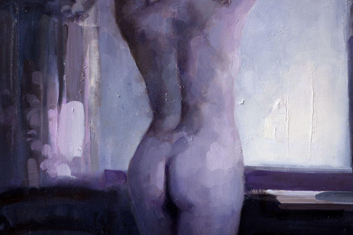 Adobe Portfolio oil figure blue violet nude female tonalism