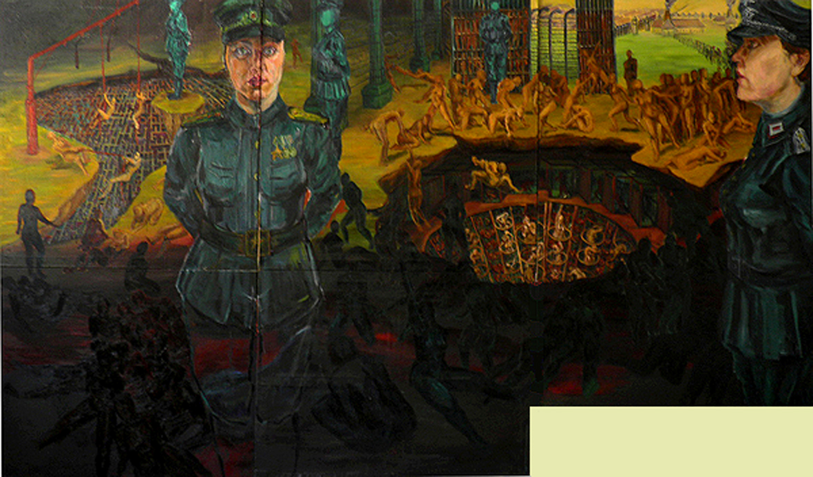 purgatory colours green soldier War fiel vision art surreal dream oil canvas grand
