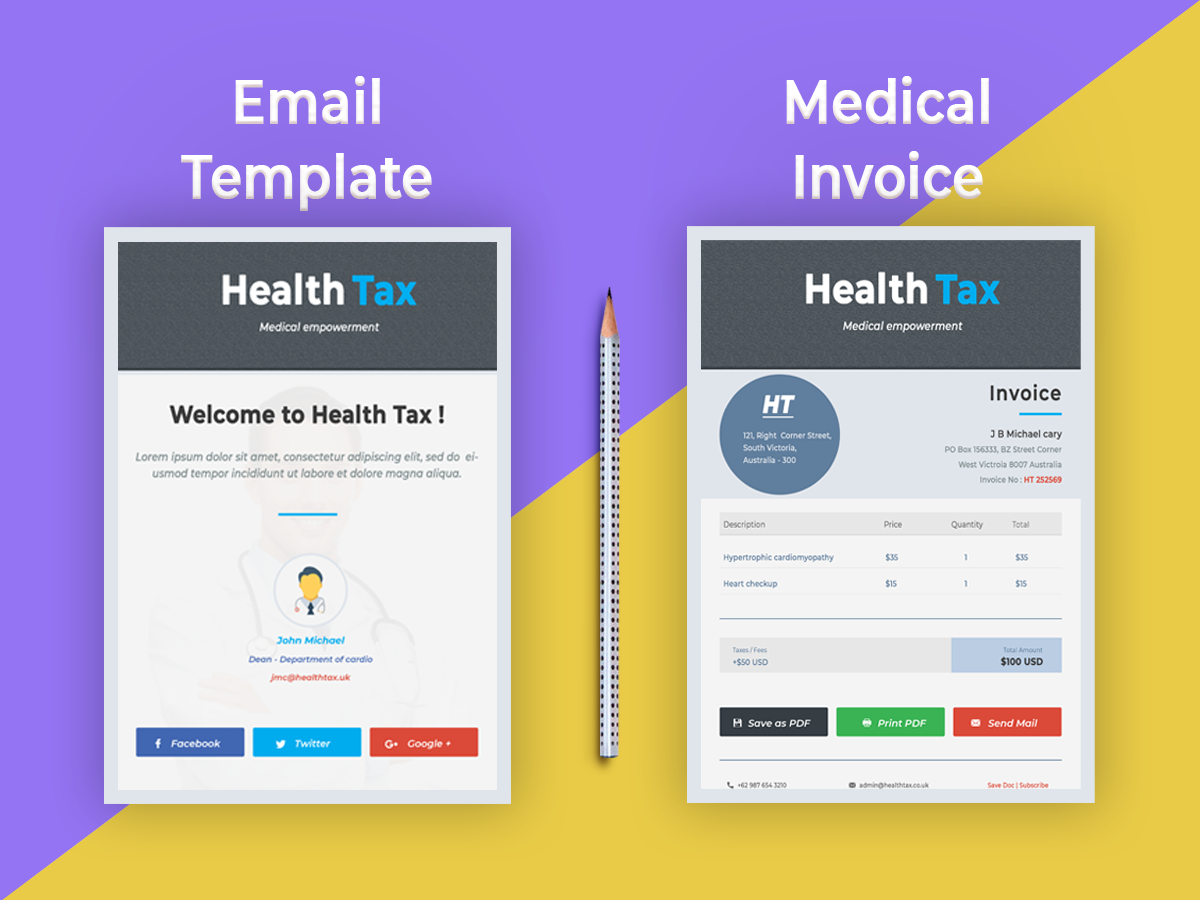 emailtemplate medicalinvoice template uidesign psdmockup Flaticons uxdesign Healthcare template Invoice Template uidesign template