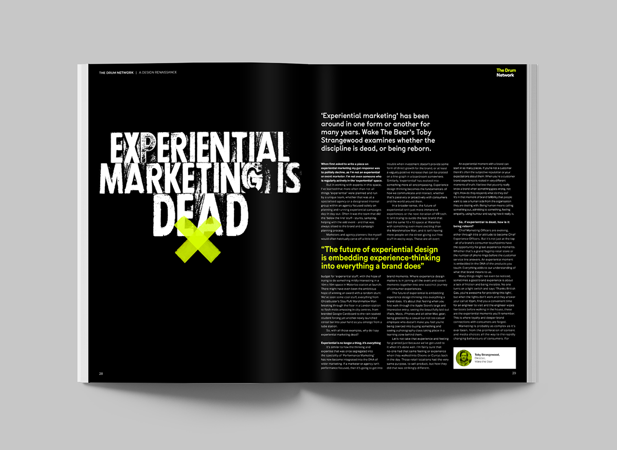Adobe Portfolio The Drum Magazine design Layout Design articles spreads typography   editorial design  Magazine Spreads booklet design cover