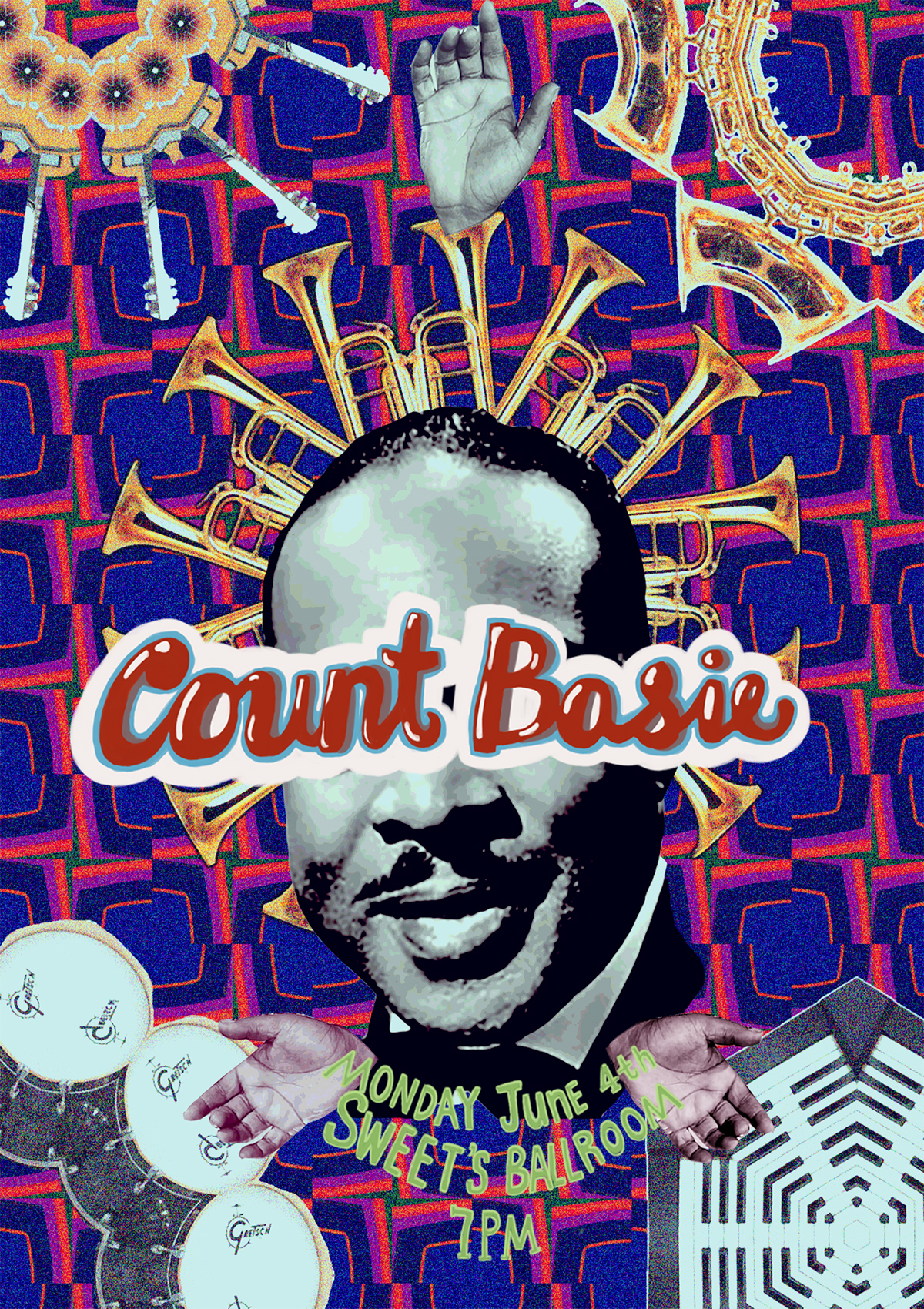 count basie jazz collage concert poster