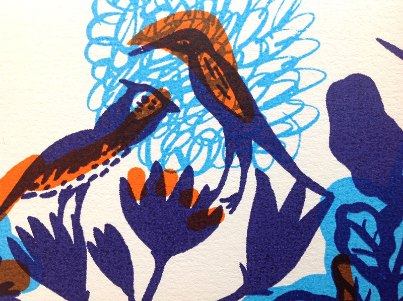 silkscreen printmaking animals natalya balnova orange blue Nature lion tigers