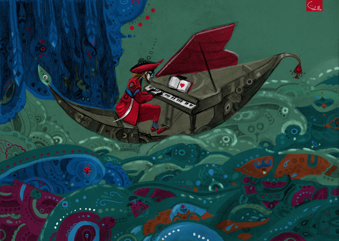 elephant Magic   story sea Piano musician STEAMPUNK adventure creature airship