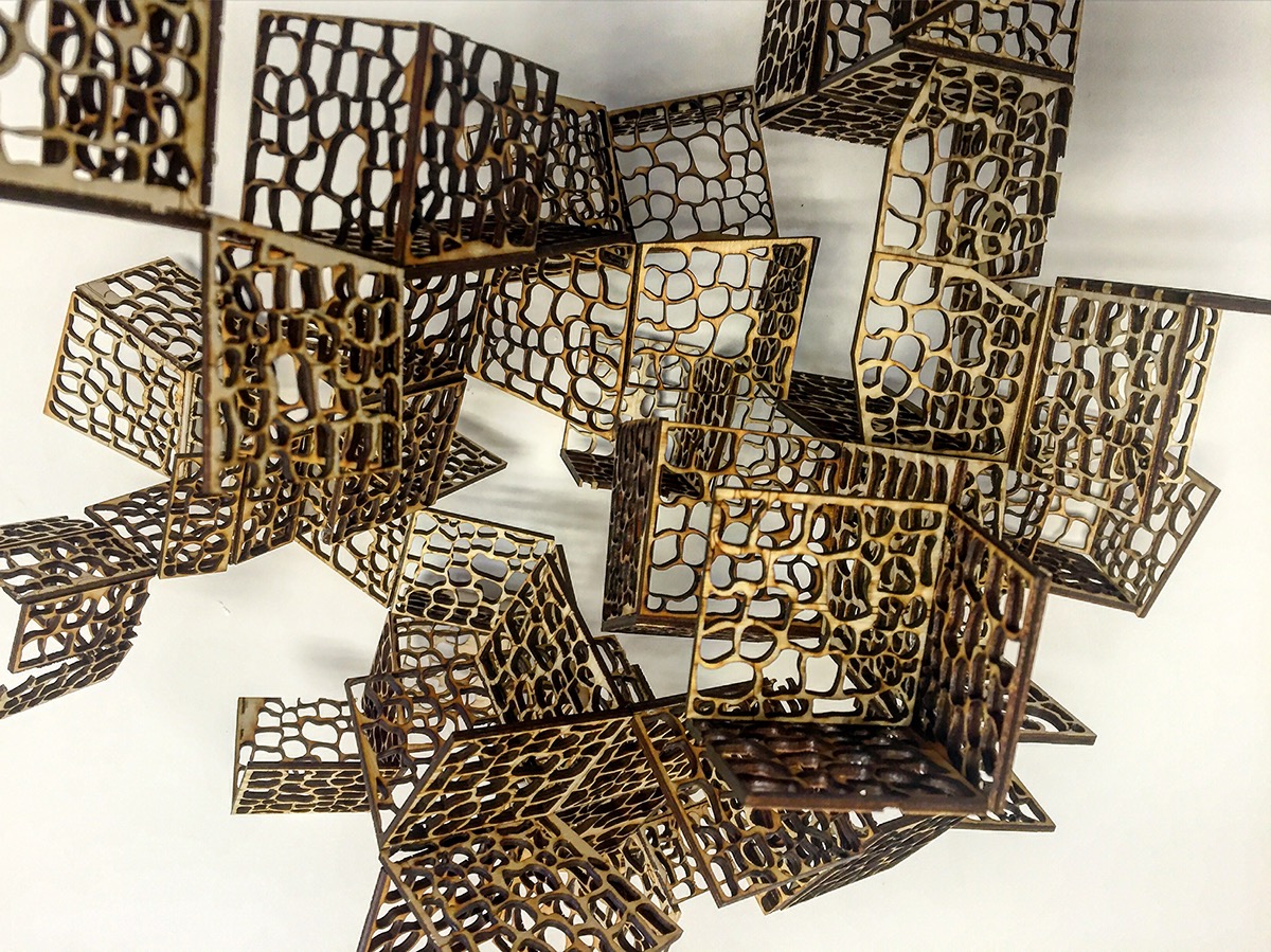 structure sculpture wood motif pattern build cube