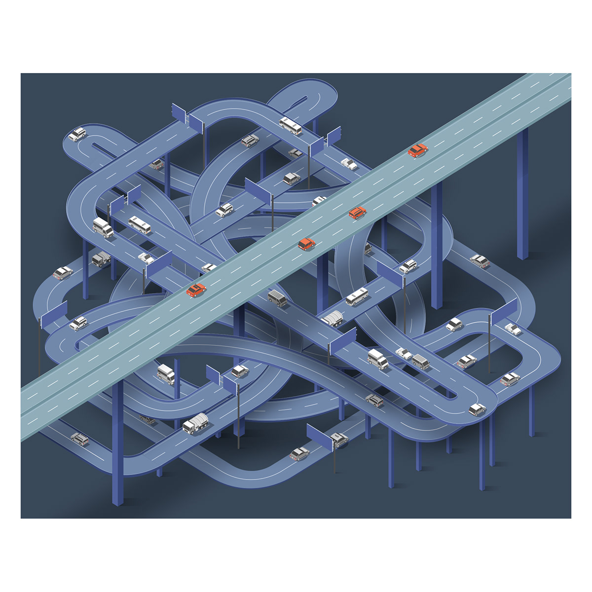 Cars editorial Isometric maze road