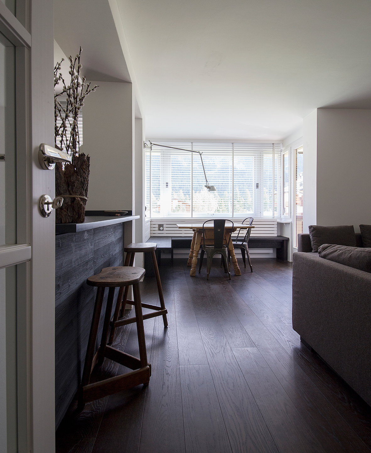 Interior mountain swiss photo design White minimal modern engadine home decor cozy kitchen