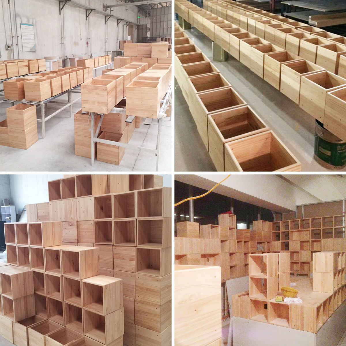 wood Interior modular box pixel stack flexible app Prefabricate Precast wooden Landscape shop store