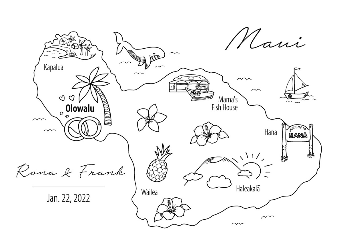 This map was created for a beautiful couple for their marriage
