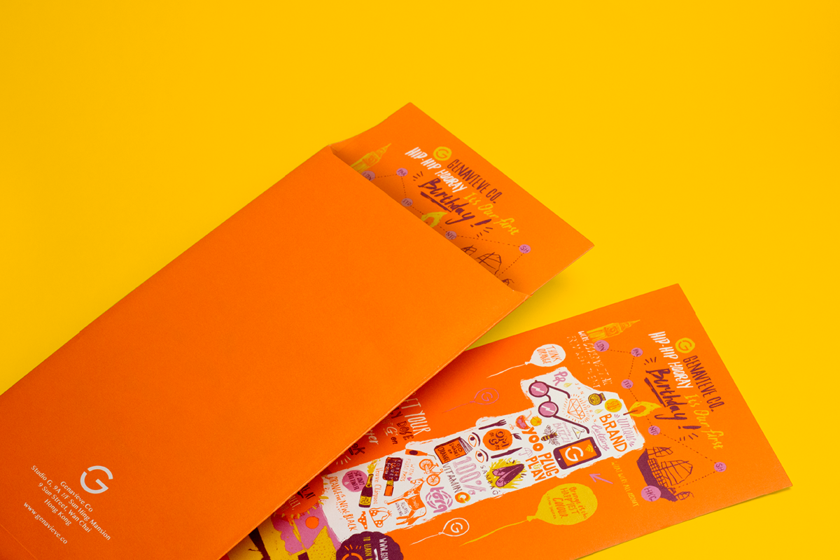 brand genevieveco postcard envelop orange