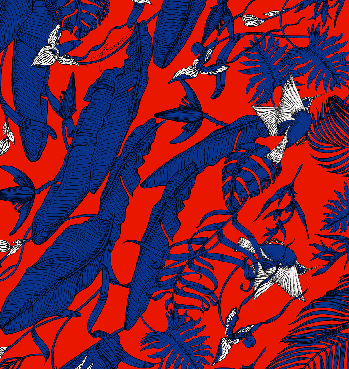 botanical fabric ILLUSTRATION  Interior Decoration pattern textile design  Tropical Wallpaper design